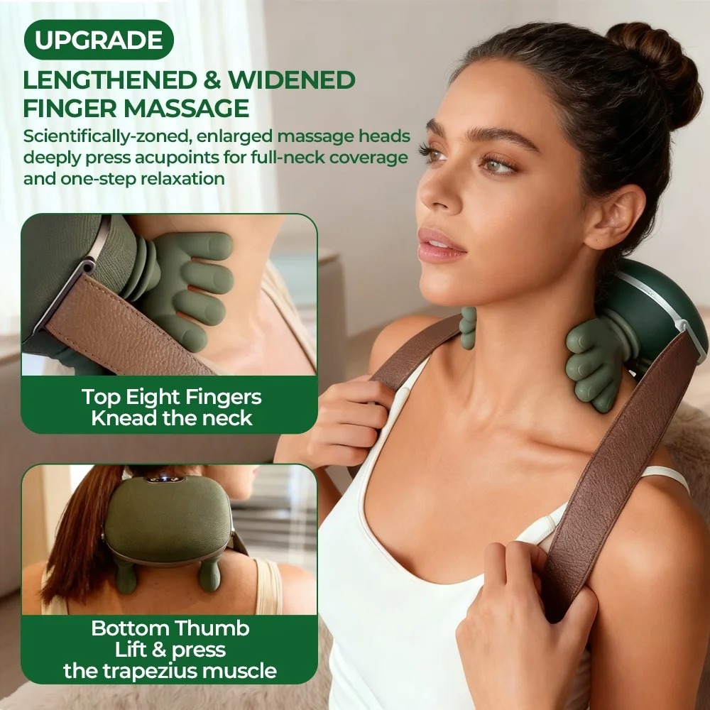 Bionic Finger Neck & Shoulder Massager, Wireless Cervical Trapezius Kneading Massage Shawl With Brushless Motor - Image 7