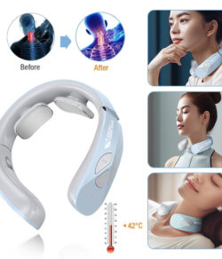 Electric Neck Massager EMS Pulse Rechargeable USB Cervical Traction Therapy Massage Stimulator Pain Relief Heating Function